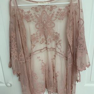 Short lace kimono pink/blush OS